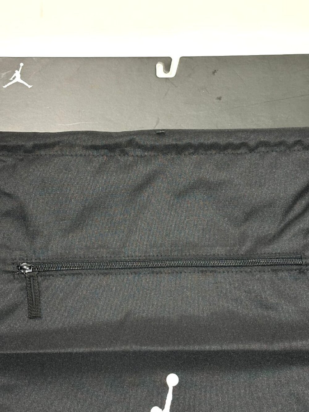 Nike Air Jordan Jumpman Drawstring Gym Sack Backpack Black Zip Pocket Youth OS - Picture 2 of 6
